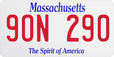 MA license plate 9ON290