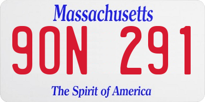 MA license plate 9ON291