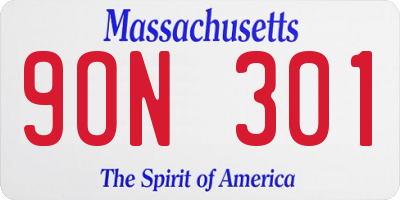 MA license plate 9ON301