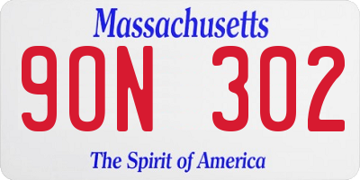 MA license plate 9ON302