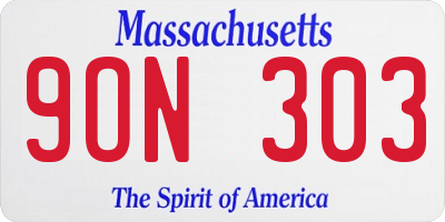 MA license plate 9ON303