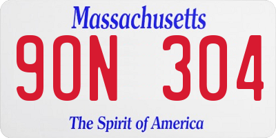 MA license plate 9ON304