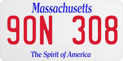 MA license plate 9ON308