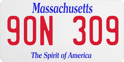 MA license plate 9ON309