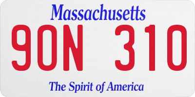 MA license plate 9ON310