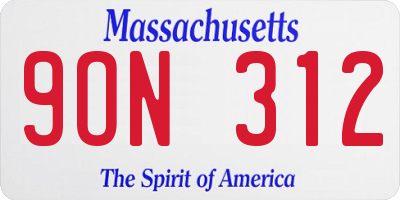MA license plate 9ON312