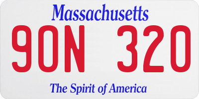 MA license plate 9ON320