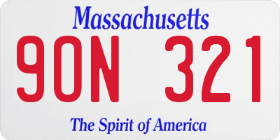MA license plate 9ON321