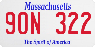 MA license plate 9ON322