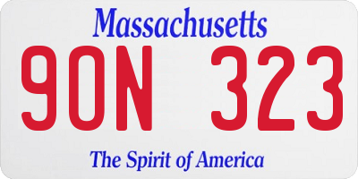 MA license plate 9ON323