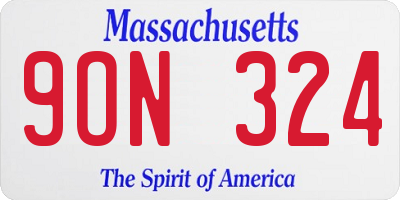 MA license plate 9ON324