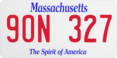 MA license plate 9ON327