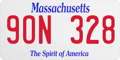 MA license plate 9ON328