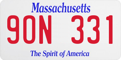 MA license plate 9ON331