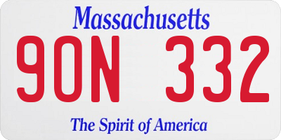 MA license plate 9ON332
