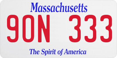 MA license plate 9ON333