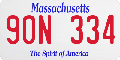 MA license plate 9ON334