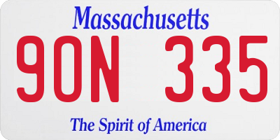 MA license plate 9ON335