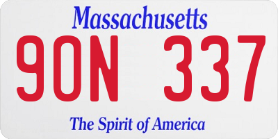 MA license plate 9ON337