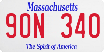 MA license plate 9ON340