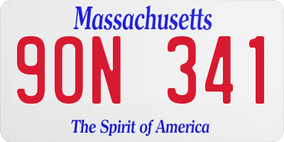 MA license plate 9ON341