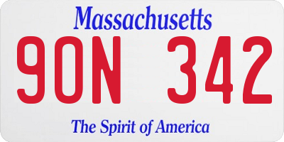 MA license plate 9ON342