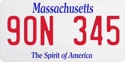 MA license plate 9ON345