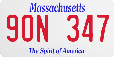 MA license plate 9ON347