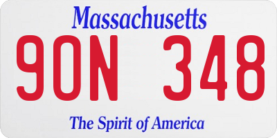 MA license plate 9ON348