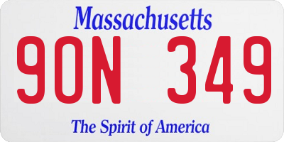 MA license plate 9ON349