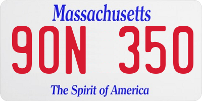 MA license plate 9ON350