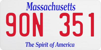 MA license plate 9ON351