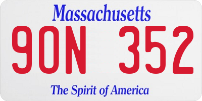 MA license plate 9ON352