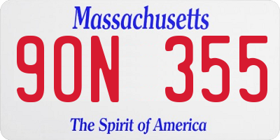 MA license plate 9ON355