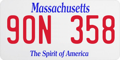 MA license plate 9ON358