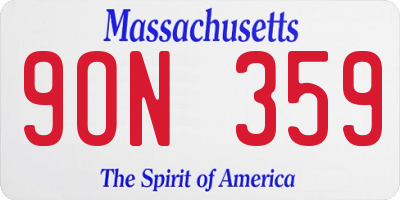 MA license plate 9ON359