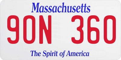 MA license plate 9ON360