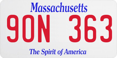 MA license plate 9ON363