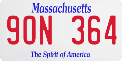 MA license plate 9ON364