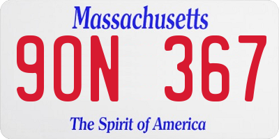 MA license plate 9ON367