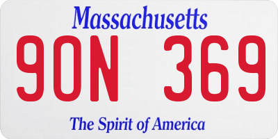 MA license plate 9ON369