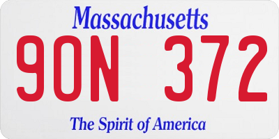 MA license plate 9ON372