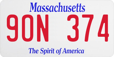 MA license plate 9ON374