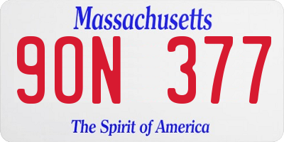 MA license plate 9ON377