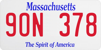 MA license plate 9ON378