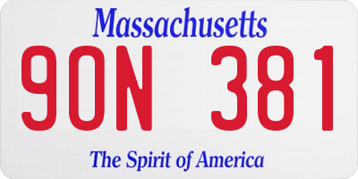 MA license plate 9ON381