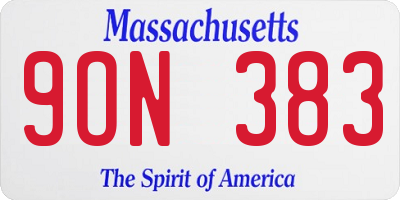 MA license plate 9ON383
