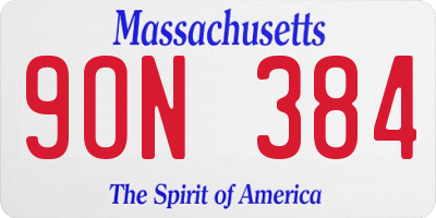 MA license plate 9ON384