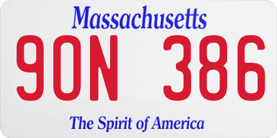 MA license plate 9ON386