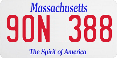 MA license plate 9ON388